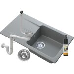 Granitan - vier en granit avec gouttoir siphon gris tasos