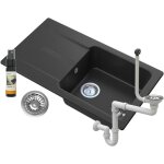 Granitan - vier en granit avec gouttoir siphon noir tasos