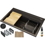 Granitan - vier en granit noir grande planche en bois gouttoir siphon set asti