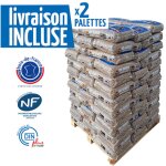 Granuls de bois premium woodstock - lot de 2 palettes de 66 sacs de 15 kg