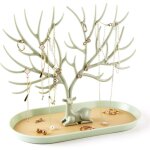 A green tray pr�sentoir de bijoux en bois de cerf pendentif de tour d'arbre pi�ces de rangement bagues ...