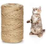 Griffe naturelle, 6mm x 100m corde � chat en chanvre + 1 paire de gants de protection, sisal pour arbre ...