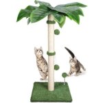 Griffoir pour chats, 80 cm, arbre � chat en sisal naturel, avec 2 balles interactives en peluche pour ...