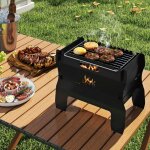 Gril de camping 2 en 1 brasero portable � double combustible au gaz butane avec grille en acier inoxydable ...