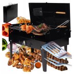 Gril touristique de jardin valise À charbon de bois portable et pliable + accessoires Gril touristique de jardin valise À charbon de bois portable et pliable + accessoires