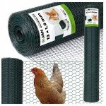 Grillage hexagonal pour voli�res � poules, maille 13 mm, 25 m�, pvc oc.