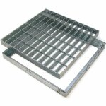 Zeker - grilles caillebotis en acier galvanise 20x20cm avec cadre pour caniveau de drainage, collecte ...