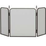 Grille de chemine pliante en mtal avec 3 panneaux, pare - feu pour salon, noir