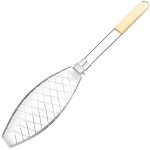 Grille de cuisson pour poisson - en acier inoxydable - 63 x 12 cm