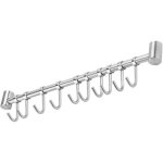 (gris argent�)crochet barre de cuisine - 53cm - acier inoxydable - 10 crochets amovibles - support 20kg ...
