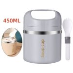(gris clair)bo�te alimentaire isotherme - thermos - acier inoxydable - 450ml - portable - gris clair