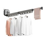 Gris, �tendoir � linge mural, cintre mural porte v�tements pliable avec trous suspendus, rotatif � 360 ...