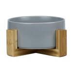Gotrays - gris pet gamelles pour chien et chat gamelles chien chat c�ramique support bambou - va au lave ...