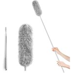 Gris plumeau t�lescopique extensible jusqu'� 250 cm, manche en acier inoxydable, adapt� � un usage domestique ...