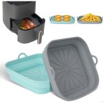 (gris et vert)accessoire air fryer, 2 paquet moule silicone pour friteuse � air chaud r�utilisable airfryer ...