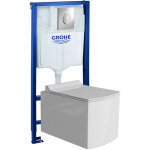 Grohe b�ti - support skate air + lavita wc fago suspendu blanc sans bord + panneau de commande delta ...
