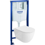 Grohe b�ti - support solido + lavita wc sinto grande suspendu blanc sans bord + panneau de commande delta ...