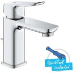 Mitigeur de lavabo chrome ? montage monotrou ? poign�e m�tal ? grohe silkmove 28mm ? limiteur de d�bit ...