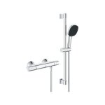 Ensemble de douche avec mitigeur thermostatique, pommeau 3 jets, barre 60cm et flexible grohe 34237003 ...