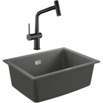 Grohe k700u evier composite + ceramia timeless mitigeur (g31655tml1bm - set)