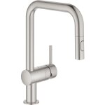 Minta mitigeur monocommande d'vier avec douchette extractible 2 jets, supersteel (32322dc2) - grohe