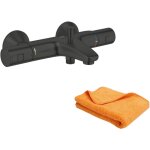 Mitigeur bain douche thermostatique grohe precision start noir + microfibre Mitigeur bain douche thermostatique grohe precision start noir + microfibre