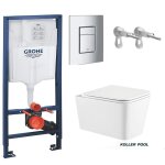Pack réservoir encastrable grohe bati - support et plaque chrome brillant avec wc suspendu trend avec ... Pack réservoir encastrable grohe bati - support et plaque chrome brillant avec wc suspendu trend avec ...