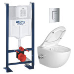 Grohe pack wc bti autoportant rapid sl + wc sans bride avec fonction bidet thermostatique + plaque chrome ...