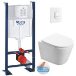 Pack wc bti autoportant + wc sans bride sat infinitio + abattant softclose + plaque blanc alpin (projectinfin ...
