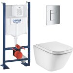 Grohe pack wc b�ti - support autoportant rapid sl + wc suspendu roca avec abattant softclose + plaque ...