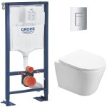 Pack wc bati support autoportant + wc sat sans bride + abattant soft close + plaque chrome (autoportant ...
