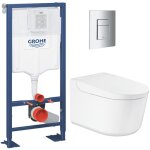 Pack wc bti - support autoportant solido + wc lavant suspendu sensia alpine + plaque chrome (solidosensia1) ...