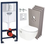 Pack wc b�ti - support rapid sl + wc sat sans bride + abattant softclose + plaque chrome + set d'habillage ...