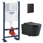 Grohe - pack wc bâti - support rapid sl + wc sat sans bride noir mat + abattant softclose + plaque noire ... Grohe - pack wc bâti - support rapid sl + wc sat sans bride noir mat + abattant softclose + plaque noire ...