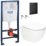 Grohe - pack wc bti - support rapid sl + wc sat tornado sans bride + abattant softclose + plaque noire ...