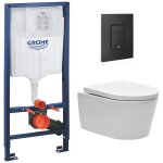 Grohe - pack wc rapid sl + cuvette sans bride swiss aqua technologies + plaque de commande noir mat (rapidsl ...