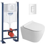Grohe rapid sl pack wc b�ti autoportant + wc suspendu sans bride ceramia avec abattant softclose + plaque ...