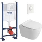 Grohe rapid sl pack wc b�ti autoportant + wc suspendu sans bride ceramia avec abattant softclose + plaque ...