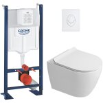 Grohe rapid sl pack wc b�ti autoportant + wc suspendu sans bride ceramia avec abattant softclose + plaque ...
