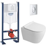 Grohe rapid sl pack wc b�ti autoportant + wc suspendu sans bride ceramia avec abattant softclose + plaque ...
