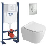 Grohe rapid sl pack wc b�ti autoportant + wc suspendu sans bride ceramia avec abattant softclose + plaque ...