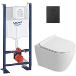 Grohe rapid sl pack wc b�ti autoportant + wc suspendu sans bride ceramia avec abattant softclose + plaque ...