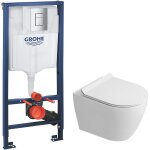 Grohe rapid sl pack wc b�ti - support + wc suspendu sans bride ceramia avec abattant softclose + plaque ...