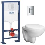 Grohe - solido pack b�ti - support + cuvette suspendue + abattant + plaque chrome (autoportant - bau ...