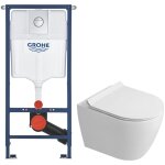 Grohe solido pack wc kit b�ti - support 4 en 1 + wc suspendu sans bride ceramia avec abattant softclose ...