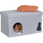 Grotte pour chat, jusqu 100 kg, banc robuste, cachette, env. 40, 5 x 72 x 40, 5 cm, pliable, avec coussin, ...