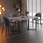 Okwish - ensemble de salle à manger, table à manger (140x80x75 cm) avec plateau de motif en marbre et ... Okwish - ensemble de salle à manger, table à manger (140x80x75 cm) avec plateau de motif en marbre et ...