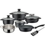 Gsw - batterie de cuisine 10 pi�ces gourmet granit - fonte d'aluminium - compatible induction