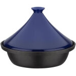 Gsw - tajine fonte massive 30 x 22 cm - couvercle c�ramique - induction - bleu