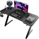 Gtplayer - bureau gaming 120 x 60 cm, bureau gamer avec tapis de souris, table gaming pc en fibre de ...